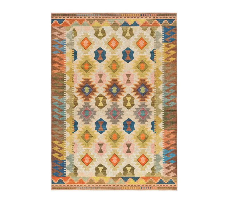 Tapis Lavable Ethnique Serak 1048 Multicolore 120x170 Cm