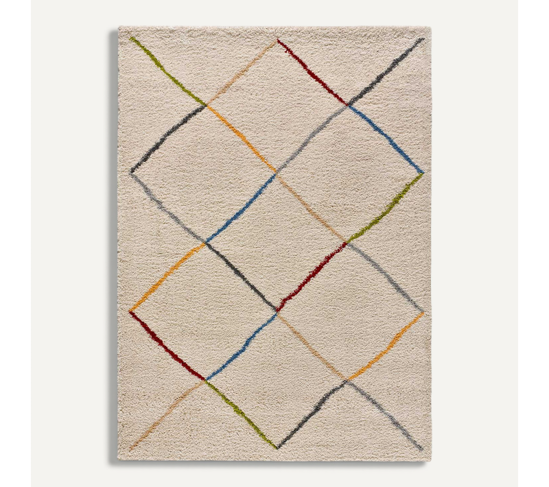 Tapis Shaggy Ethnique Kasbah 8600 Blanc/multicolore 160x230 Cm