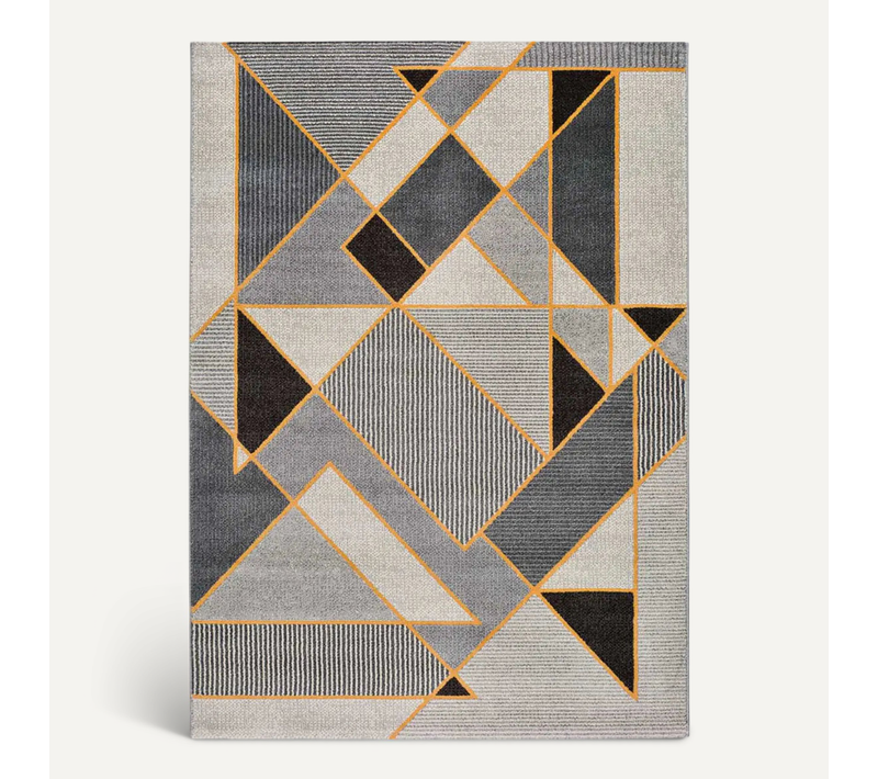 Tapis Géométrique Leo 12183 Gris/noir/moutarde 140x200 Cm