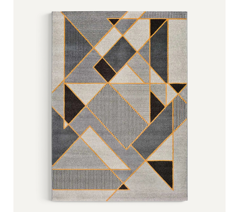 Tapis Géométrique Leo 12183 Gris/noir/moutarde 160x230 Cm