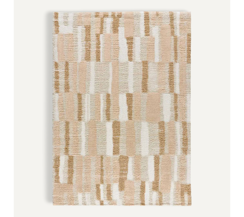 Tapis Shaggy Géométrique Serene Terra 8680 Beige 133x190 Cm