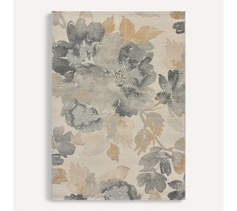 Tapis Motifs Floraux Flores Sunset 12337 Gris/beige 160x230 Cm