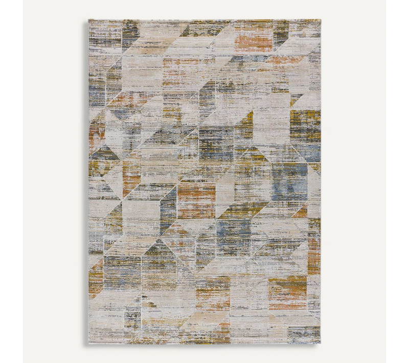 Tapis Géométrique Kilis 3345 Crème/bleu/moutarde 115x170 Cm