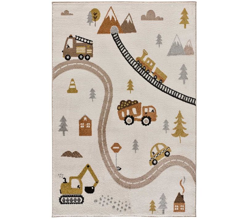 Tapis Enfant Circuit Voiture Beats 40266 Blanc/crème 120x170 Cm