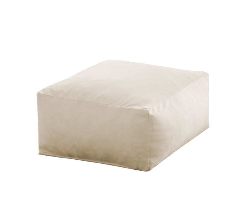 Pouf Carrée Velours Écru 50x50 Cm Palau