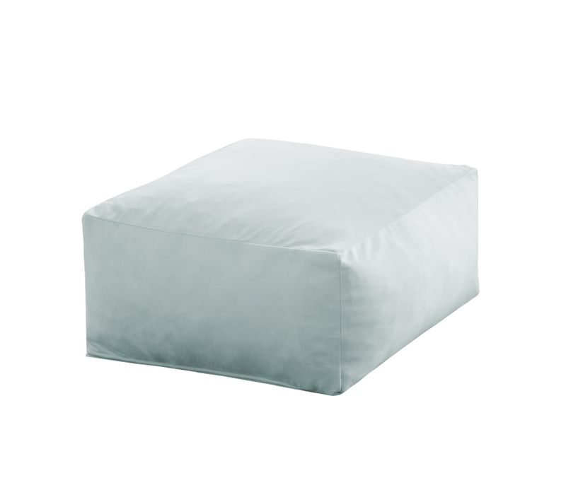 Pouf Carré 50x50cm Velours Bleu Glacier Palau