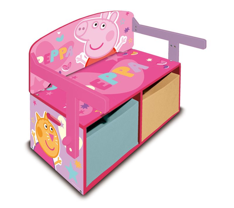 Coffre à Jouets, Banc Et Bureau Pupitre 3 En 1 - Peppa Pig