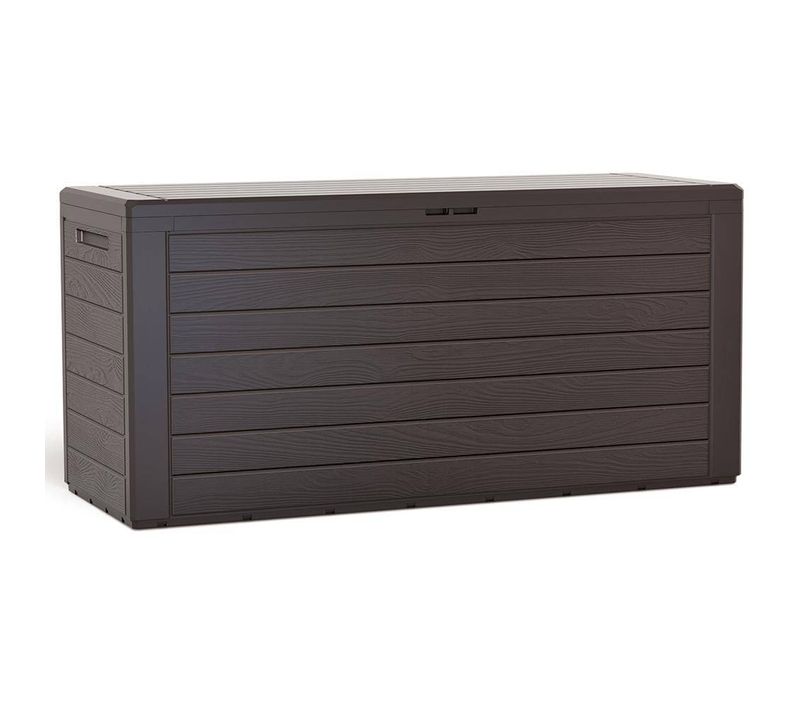 Coffre De Rangement Exterieur 280l En Pp 116x44x55cm Style Bois Marron
