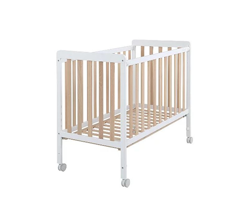 Lit Berceau Nordika 120x60 En Blanc Et Bois Naturel Pour Bébé