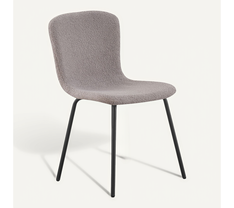 Chaise Cannes En Tissu Bouclette - Gris