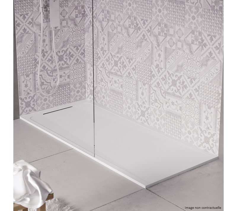 Receveur De Douche En Pierre Naturelle Extra Plat à Poser 70x200cm - Noir Marble - Origine