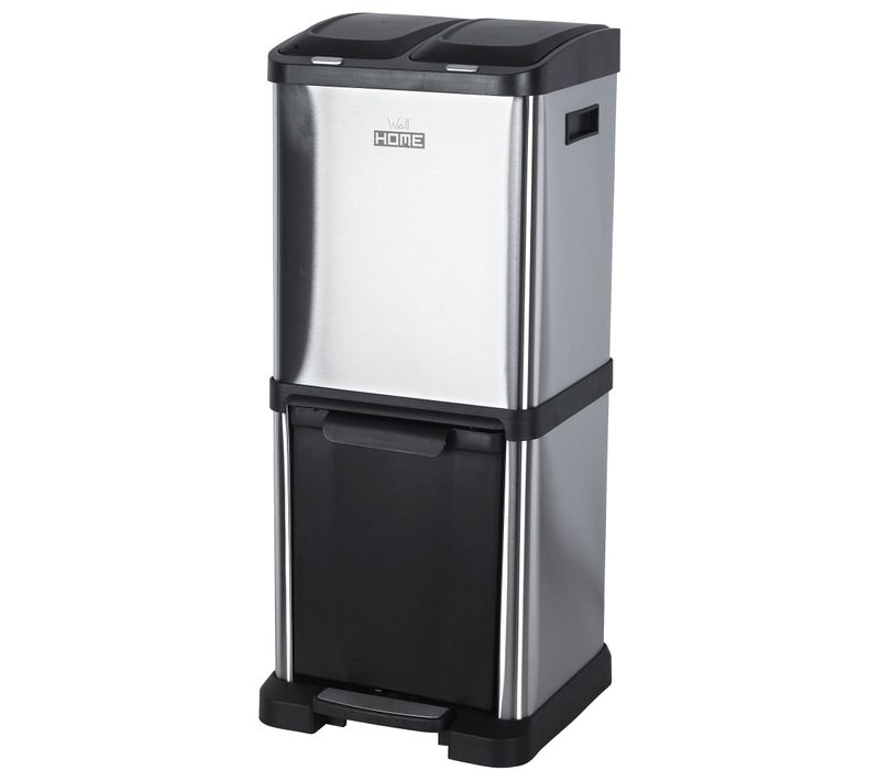 Poubelle De Recyclage Écologique 32 L Avec 3 Compartiments, Grande Capacité, Verre Et Plastique