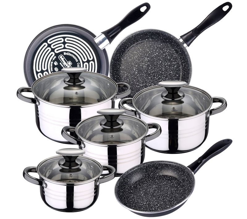 Dina Batterie De Cuisine 8 PCs Et 3 Poêles À Frire 18,20,24cm  K2