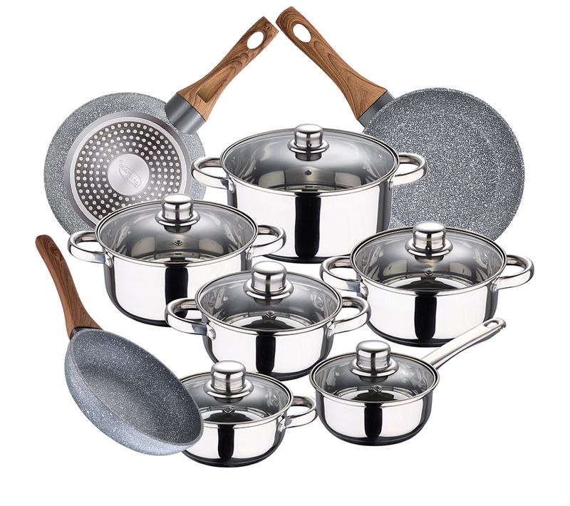Cassel Batterie De Cuisine 12 PCs Et 3 Poêles À Frire 20,24,26 Cm Daimiel