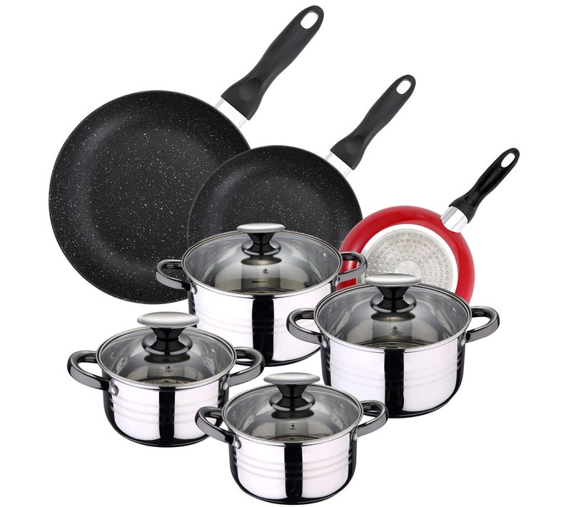 Batterie De Cuisine En Acier Inoxydable Ø16cm Ø20 cm Ø24cm + 8pc