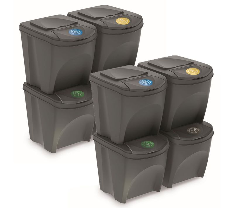 2 Unités De 4 Cubes De Recyclage 100l Sortibox De Plastique Gris