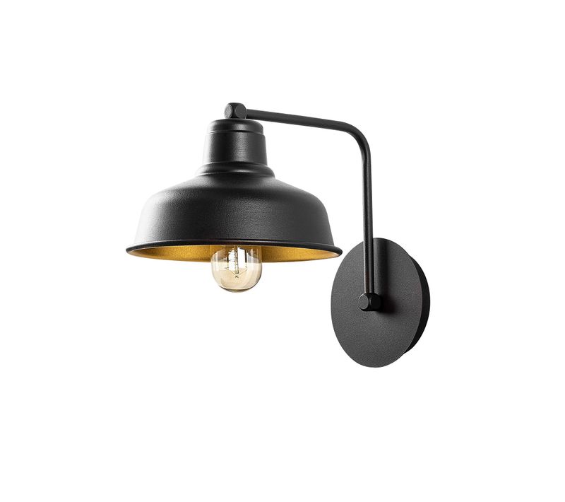 Applique Murale Interieur,  Lampe Murale Industrielle Bois, Noir 19x27x24 Cm