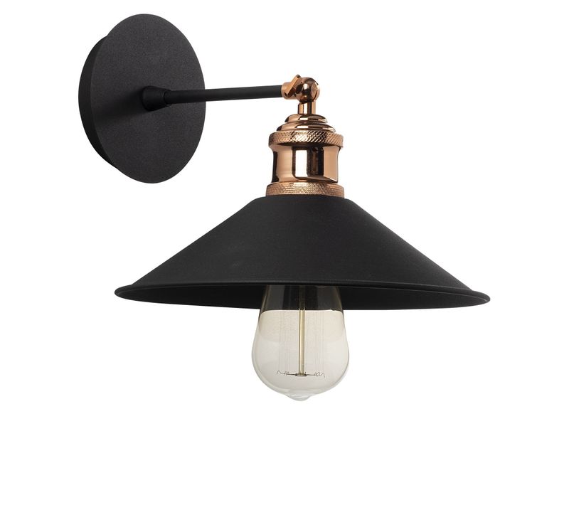 Applique Murale Interieur,  Lampe Murale Industrielle Bois, Noir 24x24x20 Cm