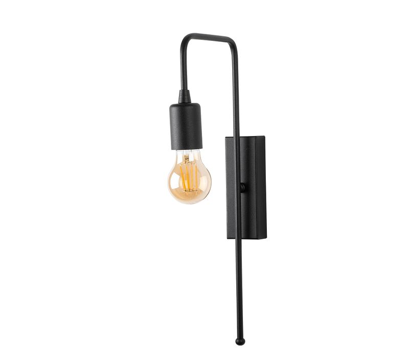 Applique Murale Interieur, Lampe Murale Industrielle Bois, Noir 6x22x42 Cm