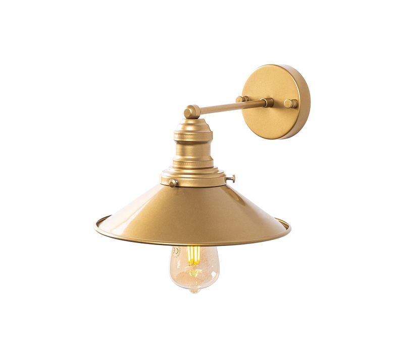 Applique Murale Interieur,  Lampe Murale Industrielle Bois, Or 24x27x20 Cm