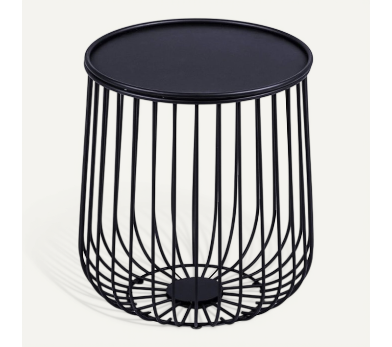 Table D'appoint Ronde En Acier Adaptée à L'extérieur - Tanzania, Noir, H.41cm, L.35cm, P.31cm