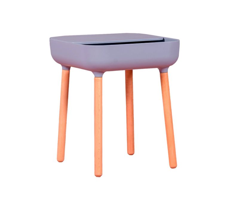 Table D'appoint Style Scandinave - Pop, Gris, H.48cm, L.33cm, P.40cm