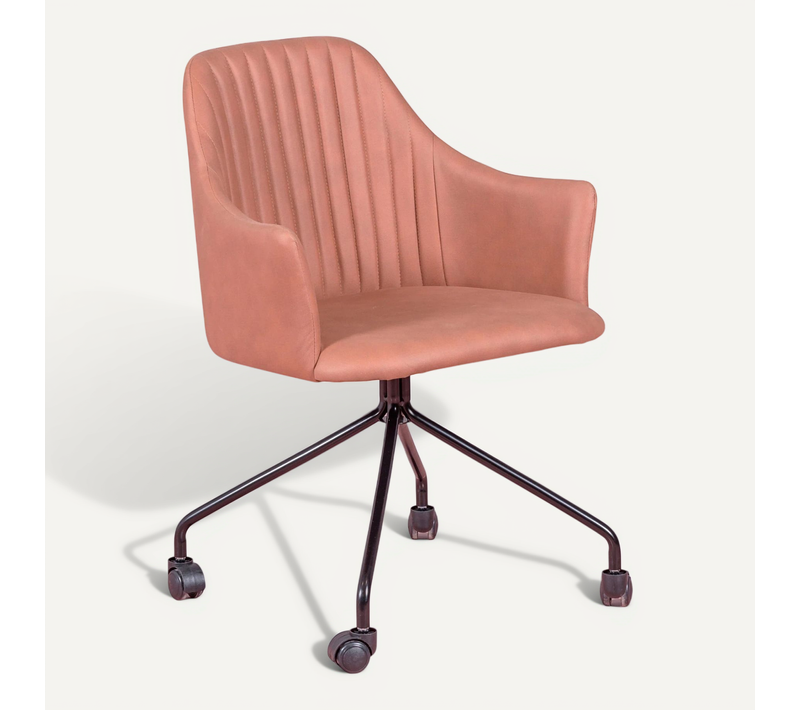 Chaise De Bureau Rembourrée En Tissu Vintage - Skyline, Orange, H.82cm, L.58cm, P.55cm