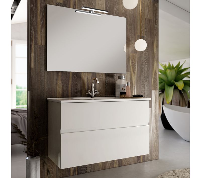 Meuble De Salle De Bain 60cm Simple Vasque - 2 Tiroirs - Mig - Blanc