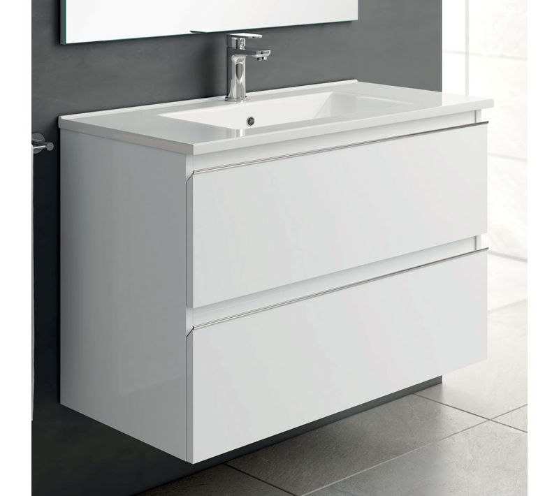 Meuble De Salle De Bain 60cm Simple Vasque - 2 Tiroirs - Sans Miroir - Balea - Blanc