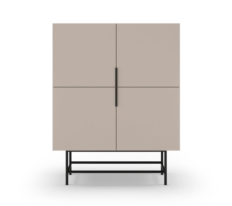 Buffet Haut 4 Portes En Bois Et Métal H128cm