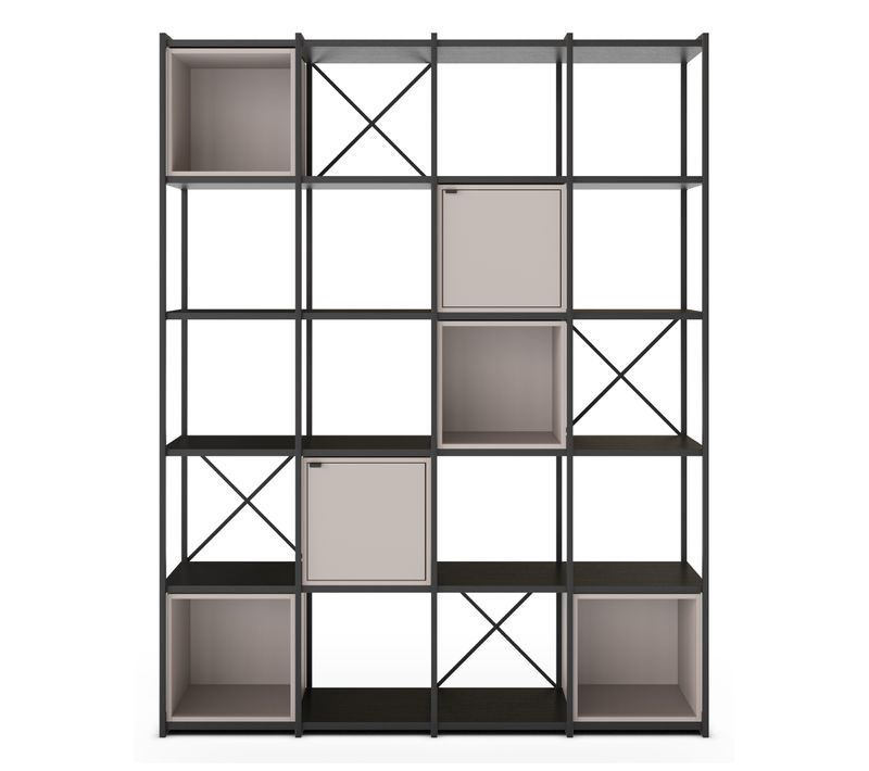 Bibliothèque avec cubes ALICE amovibles noir et beige
