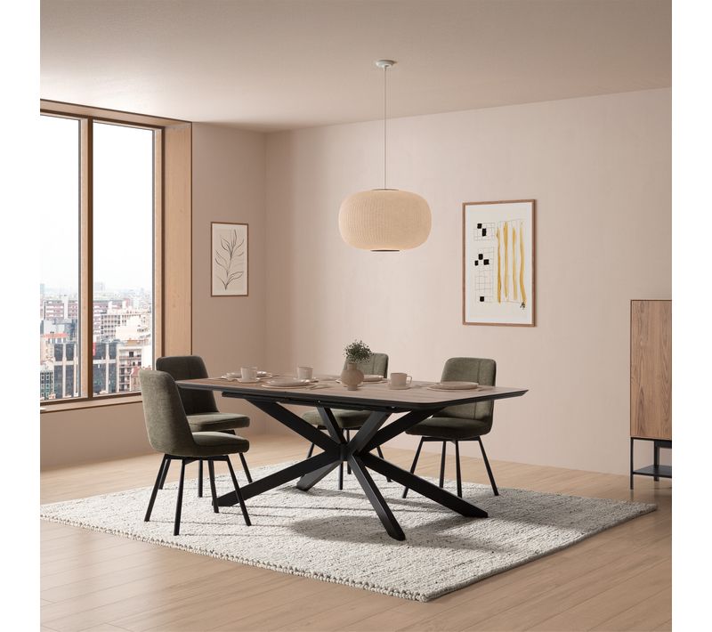 Table extensible L. 190/250 cm ADINA Imitation chêne / noir