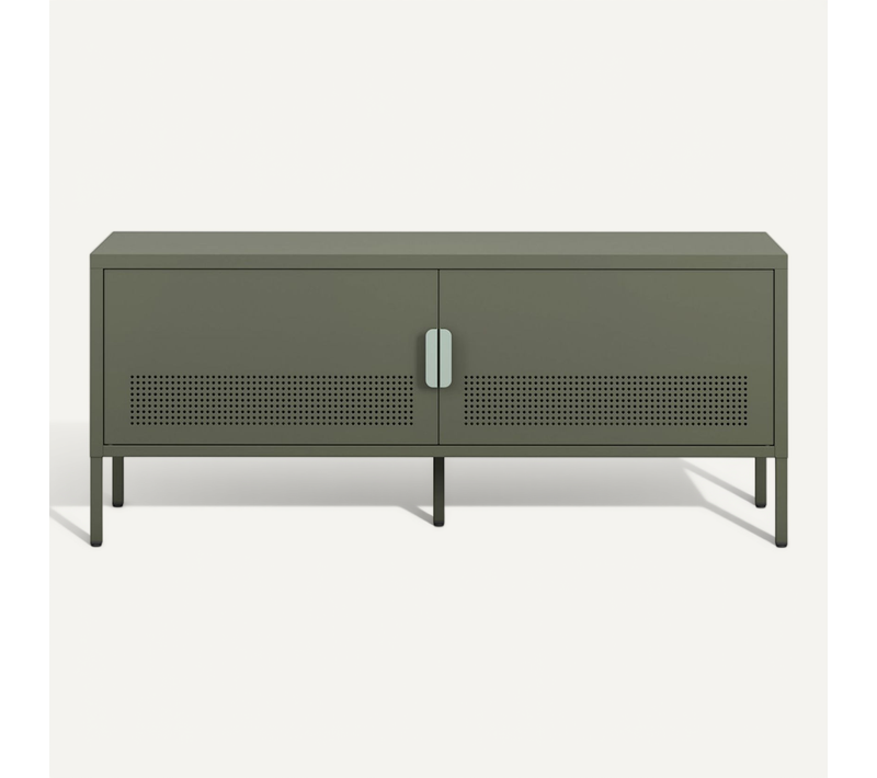 Meuble TV 2 Portes En Métal L120cm - Vert