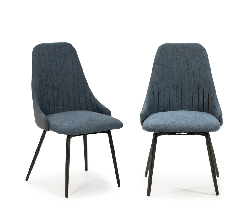 Lot De 2 Chaises Pivotantes En Tissu Avec Pieds En Métal Noir L50 Cm - Elma