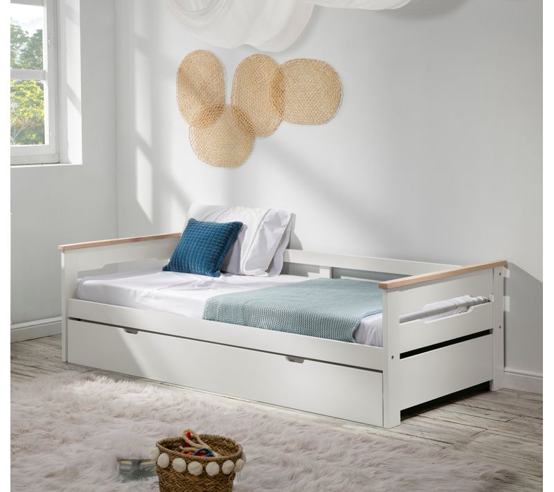 Lit gigogne 2x90x190 cm ELISA - blanc