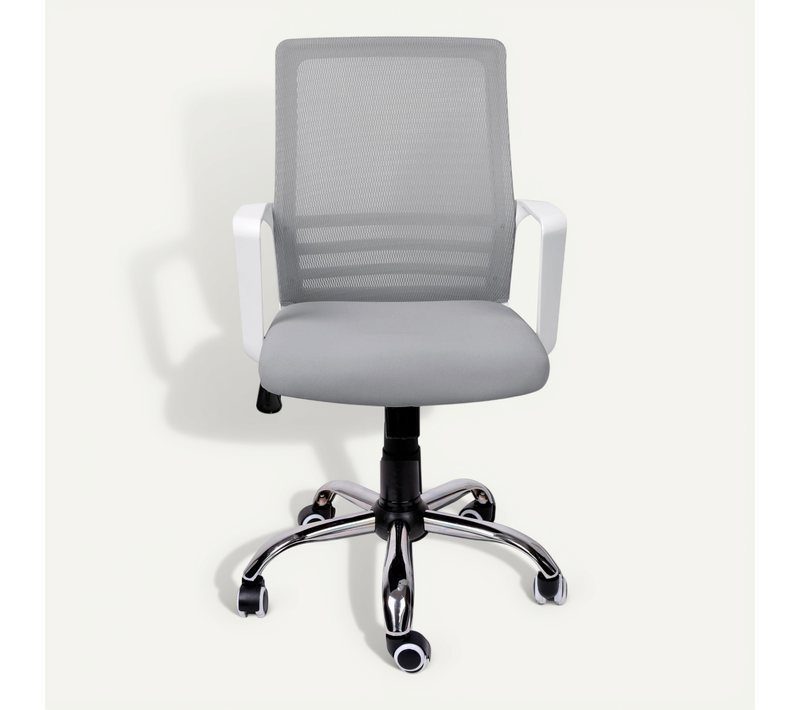 Chaise De Bureau à Roulettes En Textile Couleur Gris Et Blanc, Modèle Jordan