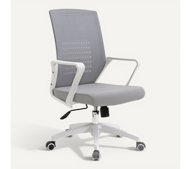 Fauteuil De Bureau à Roulettes En Tissu En Couleur Gris, Modèle Luca