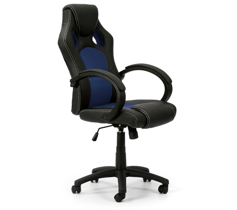 Fauteuil De Bureau À Hauteur Réglable Et Inclinable Hamilton Bleu Tapissé En Similicuir