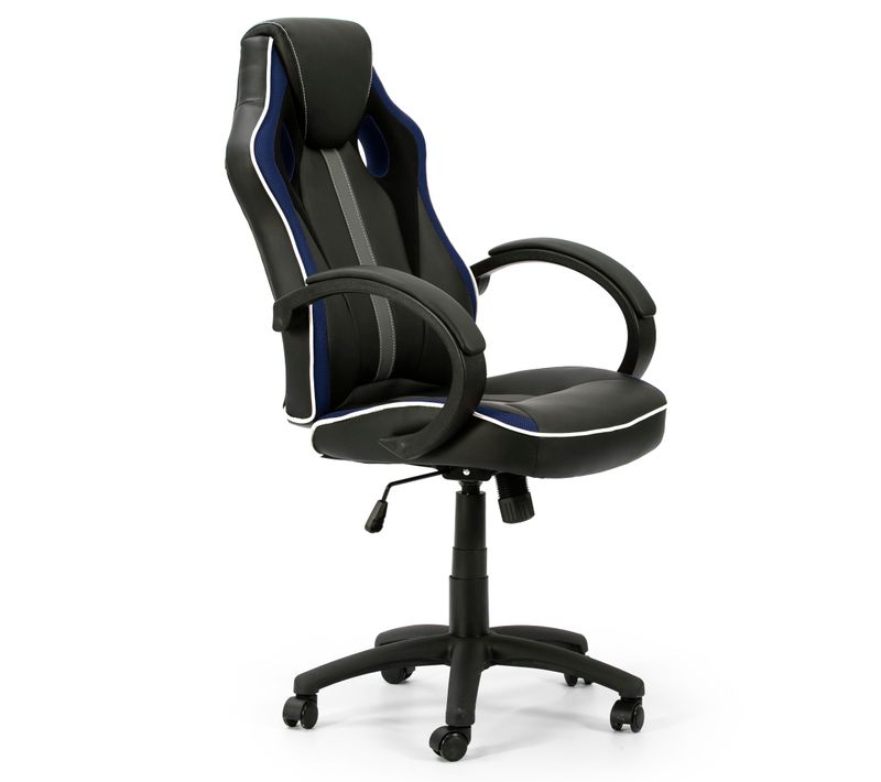 Fauteuil De Bureau Réglabe Et Inclinable Formula Bleu Tapissé En Similicuir Et Tissu Maille