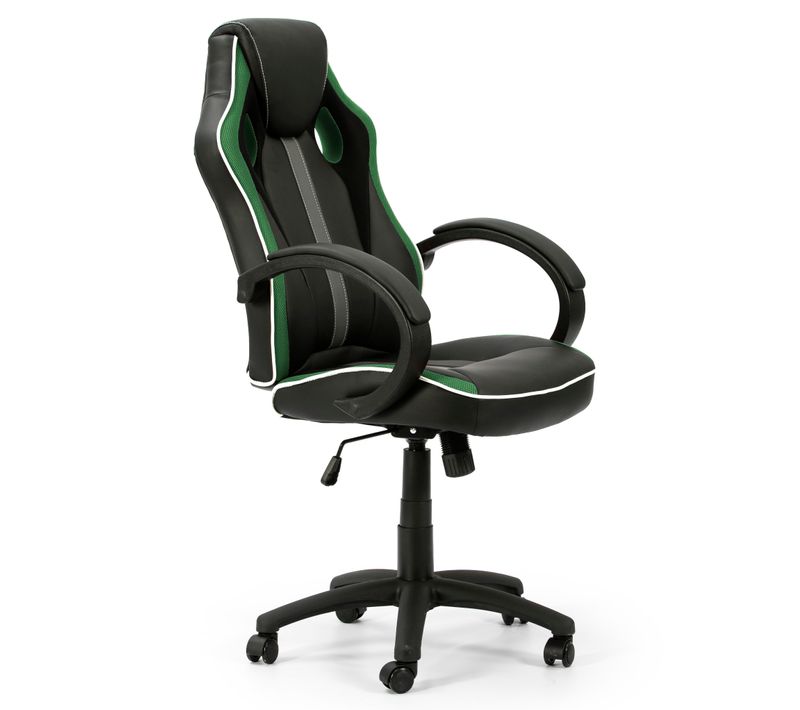 Fauteuil De Bureau Réglabe Et Inclinable Formula Vert Tapissé En Similicuir Et Tissu Maille