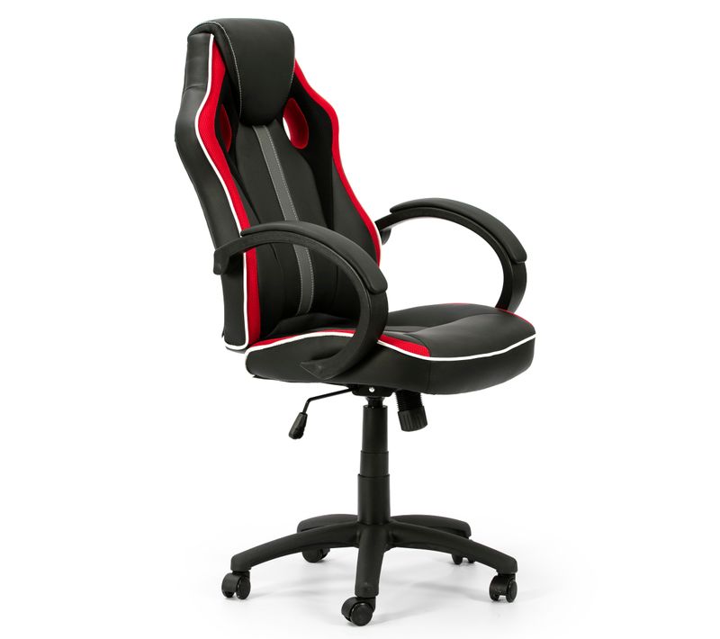 Fauteuil De Bureau Réglabe Et Inclinable Formula Rouge Tapissé En Similicuir Et Tissu Maille
