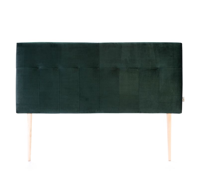 Tête De Lit Tapissée Napoles 160x100 Cm Vert, Pour Couchage De 160, Velours, Pieds En Bois