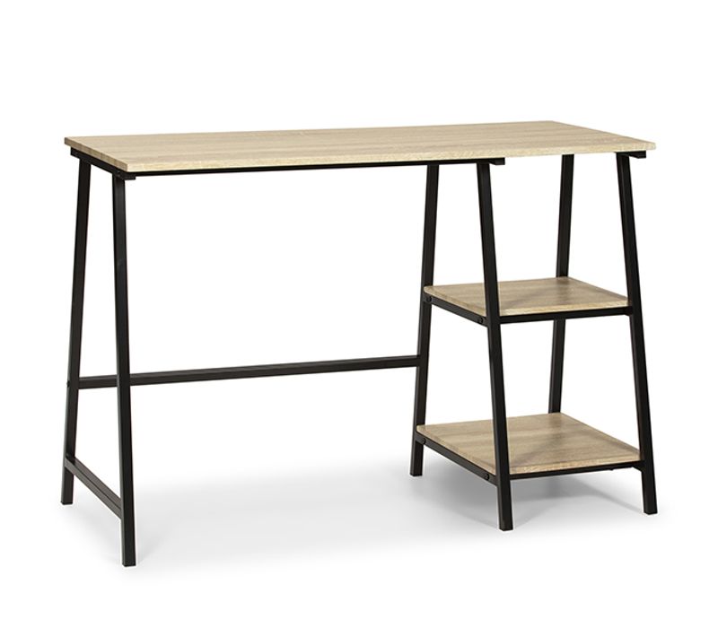 Bureau Lisboa Noir, Table Pour PC, Style Industriel, 105 (long) X 47 (profond) X 75 (hauteur) Cm