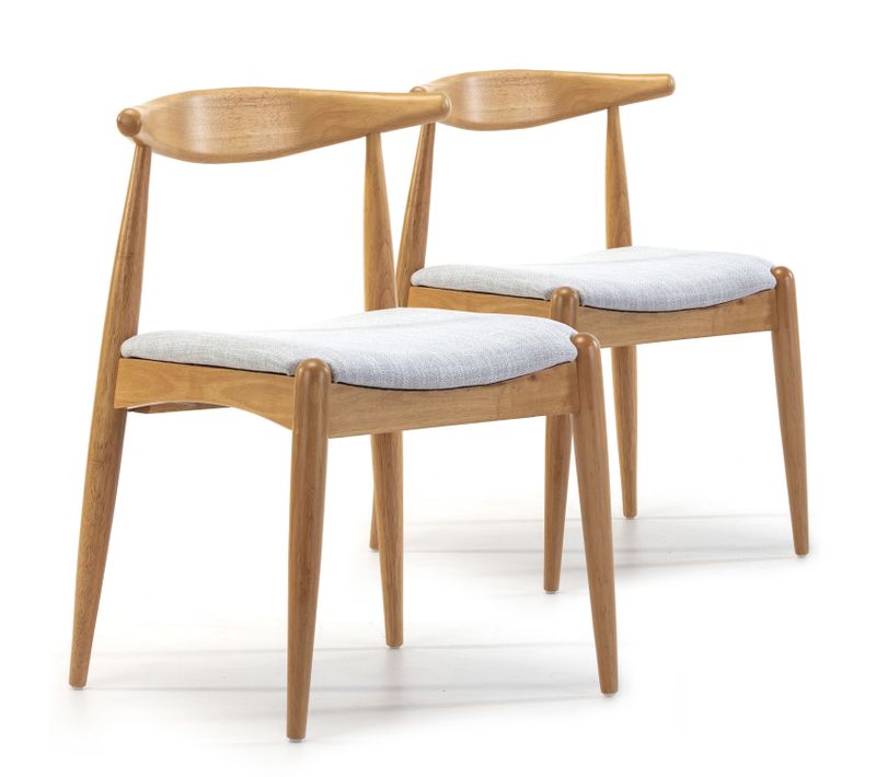Pack 2 Chaises Corzo, Couleur Chêne, Bois Massif