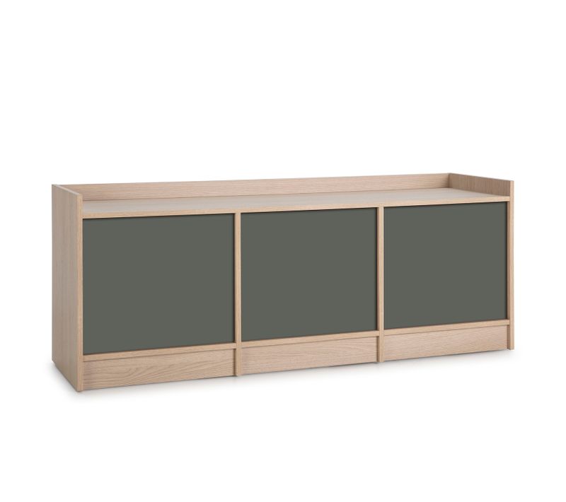 Meuble TV Moscu Avec 3 Portes, Couleur Chêne/gris