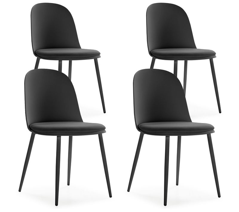 Lot De 4 Chaises Kana Noir, Pieds En Métal Et Assise Rembourrée