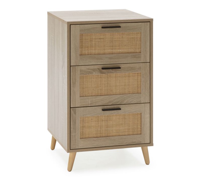 Chiffonnier Nuit Dalia 4 Tiroirs Couleur Chêne, 80 Cm Longueur