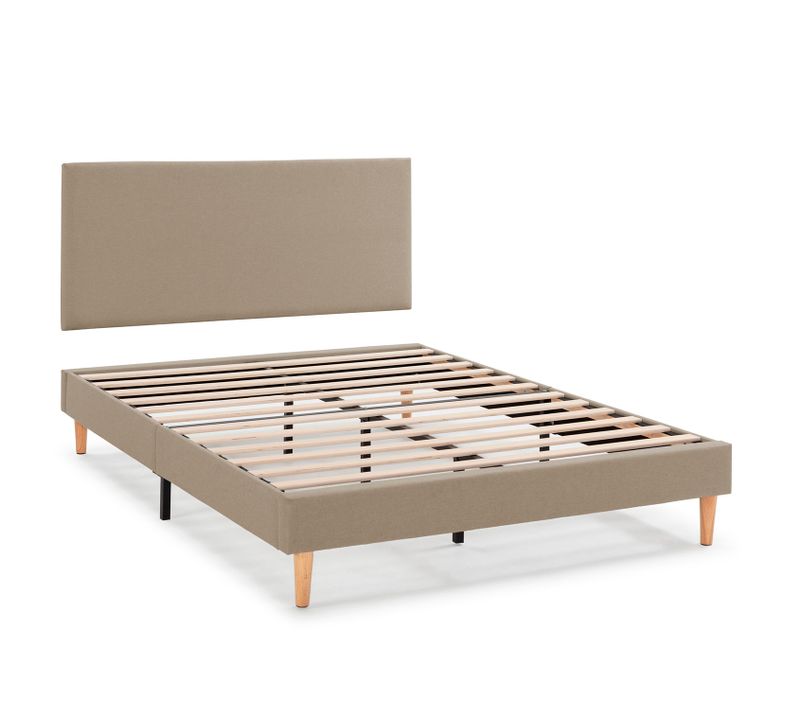 Sommier Déco Aura + Tête De Lit 140x190 Cm Beige, Hauteur 30 Cm