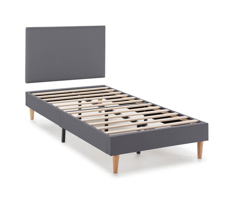 Sommier Déco Aura + Tête De Lit 90x190 Cm Gris Foncé, Hauteur 30 Cm