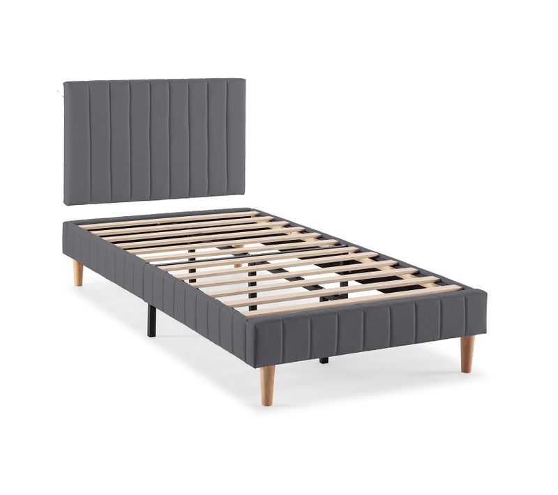 Sommier + Tête De Lit Eris 90x190 Cm Gris Foncé